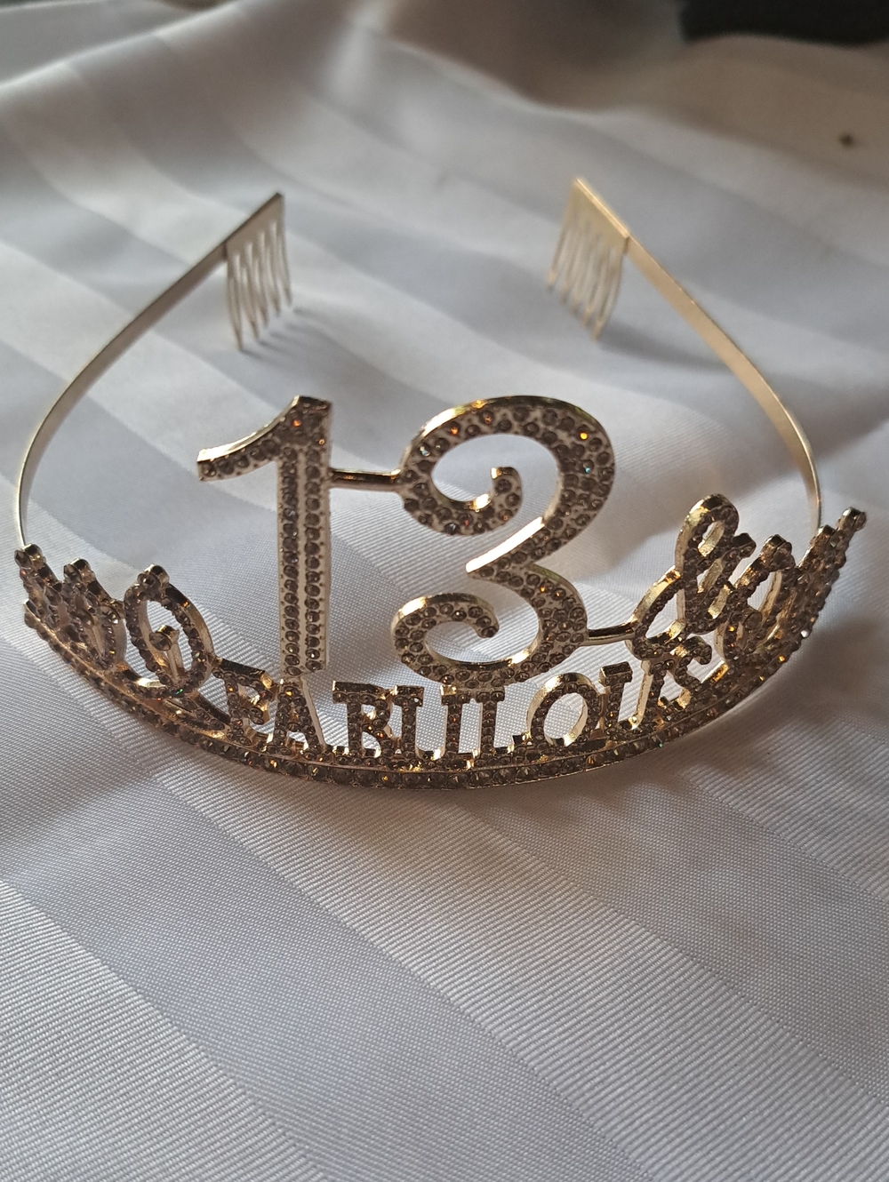 Sparkling "13" Birthday Tiara - Gold Rhinestone Crown